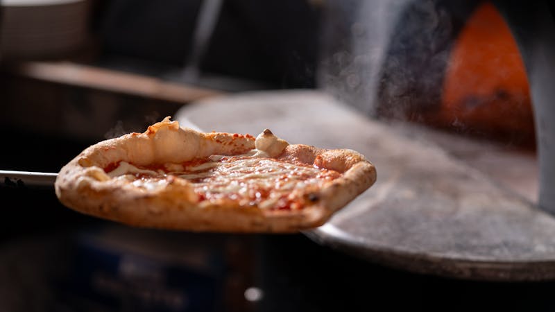Stuffed crust four cheese pizza with golden crust