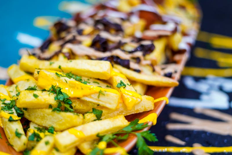 Loaded cheese fries with ranch and bacon